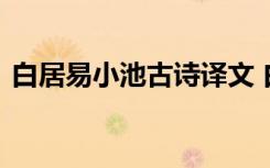 白居易小池古诗译文 白居易小池古诗的意思