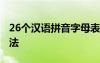 26个汉语拼音字母表 26个汉语拼音字母表读法