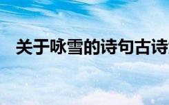 关于咏雪的诗句古诗大全 关于咏雪的诗句