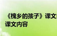 《槐乡的孩子》课文内容概括 《槐乡的孩子》课文内容