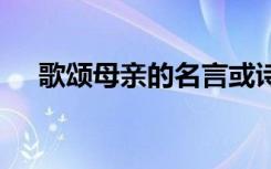 歌颂母亲的名言或诗句 歌颂母亲的名言