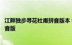 江畔独步寻花杜甫拼音版本 杜甫江畔独步寻花古诗其一带拼音版