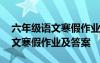 六年级语文寒假作业及答案人教版 六年级语文寒假作业及答案