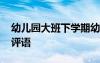 幼儿园大班下学期幼儿评语 下学期大班幼儿评语