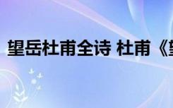 望岳杜甫全诗 杜甫《望岳》原文及注释译文