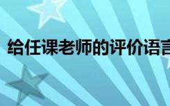 给任课老师的评价语言 给任课老师的评价语