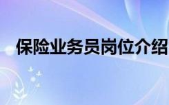 保险业务员岗位介绍 保险业务员岗位职责