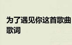 为了遇见你这首歌曲 薛之谦的《为了遇见你》歌词