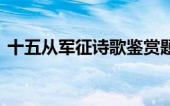 十五从军征诗歌鉴赏题 十五从军征鉴赏分析