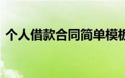 个人借款合同简单模板 个人借款协议书模板