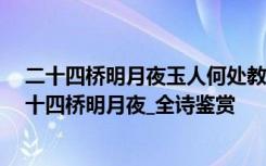 二十四桥明月夜玉人何处教吹笛玉人指 玉人何处教吹箫,二十四桥明月夜_全诗鉴赏