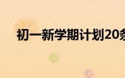 初一新学期计划20条 初一新生学习计划