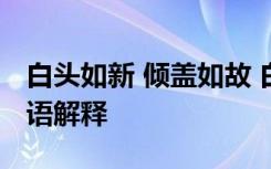 白头如新 倾盖如故 白头如新与倾盖如故的成语解释