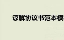 谅解协议书范本模板 谅解协议书范本