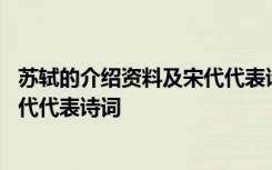 苏轼的介绍资料及宋代代表诗词有哪些 苏轼的介绍资料及宋代代表诗词