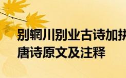 别辋川别业古诗加拼音 王维《别辋川别业》唐诗原文及注释