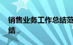 销售业务工作总结范文 销售业务工作分析总结