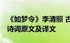 《如梦令》李清照 古诗 李清照《如梦令》古诗词原文及译文