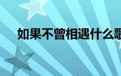 如果不曾相遇什么歌 如果不曾相遇诗歌