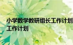 小学数学教研组长工作计划2024上学期 小学数学教研组长工作计划