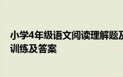 小学4年级语文阅读理解题及答案 小学四年级语文阅读理解训练及答案