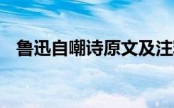 鲁迅自嘲诗原文及注释 鲁迅自嘲古诗赏析