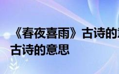 《春夜喜雨》古诗的意思是什么 《春夜喜雨》古诗的意思