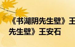 《书湖阴先生壁》王安石作者简介 《书湖阴先生壁》王安石