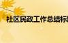 社区民政工作总结标题 社区民政工作总结