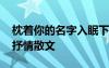 枕着你的名字入眠下一句 枕着你的名字入眠抒情散文