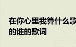 在你心里我算什么歌词 在你的心里我算是你的谁的歌词