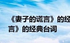 《妻子的谎言》的经典台词摘抄 《妻子的谎言》的经典台词