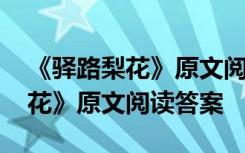 《驿路梨花》原文阅读答案及解析 《驿路梨花》原文阅读答案