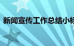 新闻宣传工作总结小标题 新闻宣传工作总结