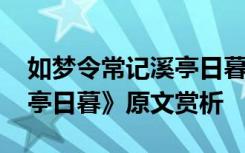 如梦令常记溪亭日暮怎么读 《如梦令常记溪亭日暮》原文赏析