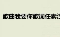 歌曲我要你歌词任素汐演唱 歌曲我要你歌词