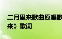 二月里来歌曲原唱歌词 红军歌曲：《二月里来》歌词