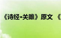 《诗经·关雎》原文 《诗经关雎》原文及翻译