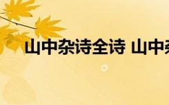 山中杂诗全诗 山中杂诗原文翻译及赏析