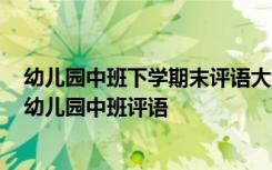 幼儿园中班下学期末评语大全 幼儿园中班下学期期末评语-幼儿园中班评语