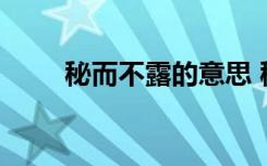 秘而不露的意思 秘而不露成语解释