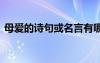 母爱的诗句或名言有哪些 母爱的诗句或名言