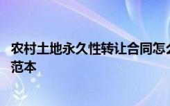 农村土地永久性转让合同怎么写 农村土地永久性转让协议书范本