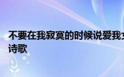 不要在我寂寞的时候说爱我女声 不要在我寂寞的时候说爱我诗歌