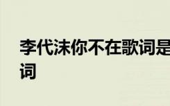 李代沫你不在歌词是什么歌 李代沫你不在歌词