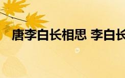 唐李白长相思 李白长相思其一原文及简析