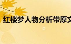 红楼梦人物分析带原文 《红楼梦》人物赏析