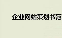 企业网站策划书范文 企业网站策划书