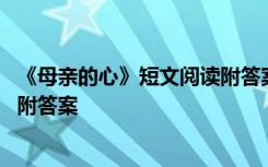 《母亲的心》短文阅读附答案四年级 《母亲的心》短文阅读附答案