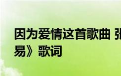 因为爱情这首歌曲 张杰《因为爱情来得不容易》歌词